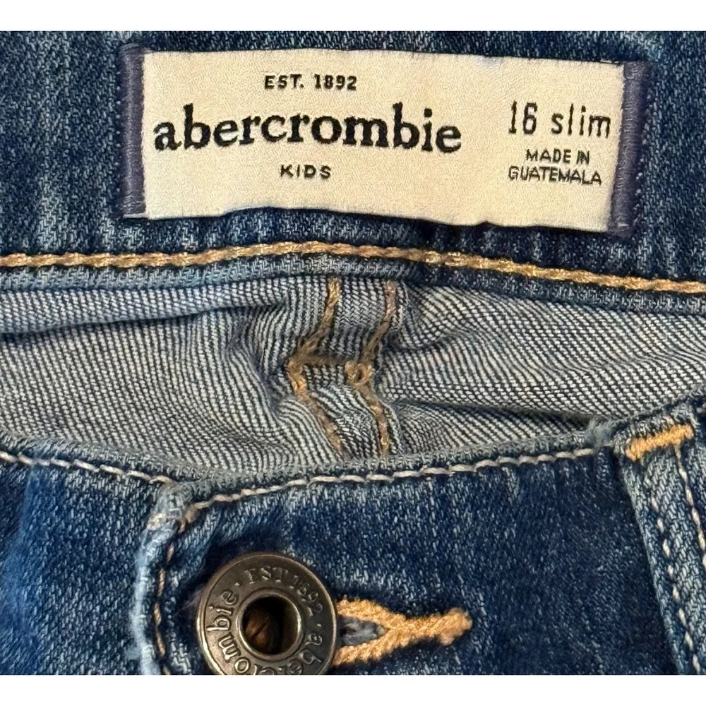 Abercrombie Kids Girls Blue Bootcut Jeans Slim Fit Size 16 Slim Medium Wash